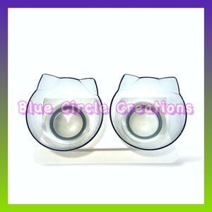 Cat Elevated Double Transparent Plastic Bowl